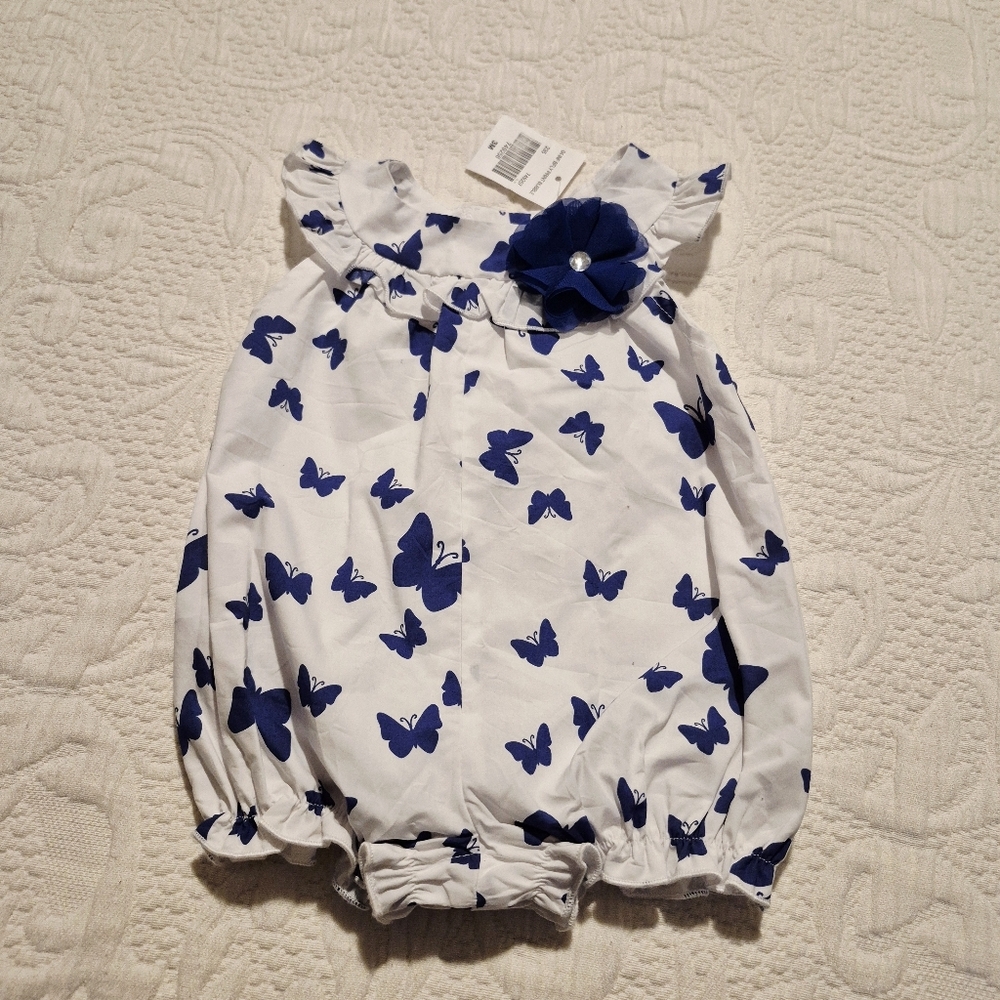 Good Lad girls 3 months white with blue butterfly design flower NWT